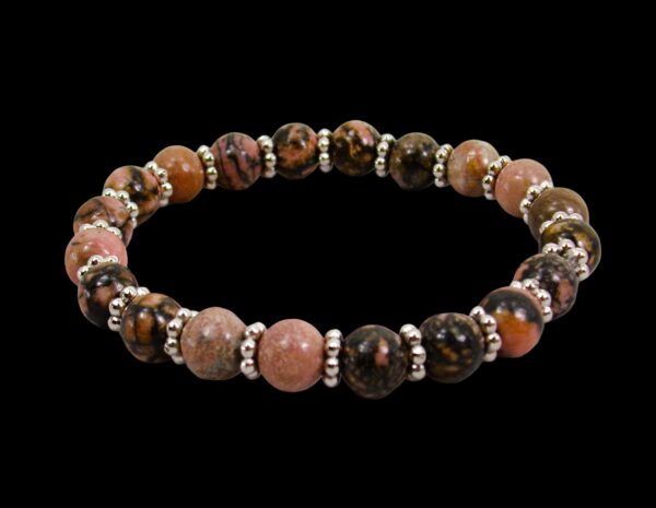 PINK RHODONITE STONE STRETCH BRACELET - Image 2