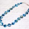 BLUE SHELL BEAD NECKLACE WITH SILVER ACCENTS - Image 6