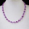 LIGHT PURPLE GLASS BEAD NECKLACE WITH WHITE PEARLS - Image 4