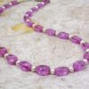 LIGHT PURPLE GLASS BEAD NECKLACE WITH WHITE PEARLS - Image 2