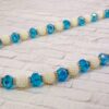 BLUE GLASS AND WHITE BEAD NECKLACE AND EARRING SET - Image 2