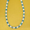 BLUE GLASS AND WHITE BEAD NECKLACE AND EARRING SET - Image 7