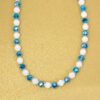 BLUE GLASS AND WHITE BEAD NECKLACE AND EARRING SET - Image 9