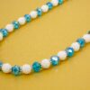 BLUE GLASS AND WHITE BEAD NECKLACE AND EARRING SET - Image 10