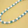 BLUE GLASS AND WHITE BEAD NECKLACE AND EARRING SET - Image 12