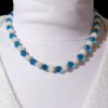 BLUE GLASS AND WHITE BEAD NECKLACE AND EARRING SET - Image 4