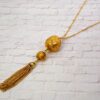 GOLD LEAF PENDANT NECKLACE WITH GOLD TASSEL CHAIN - Image 5