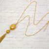 GOLD LEAF PENDANT NECKLACE WITH GOLD TASSEL CHAIN - Image 3