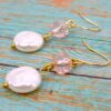 WHITE AND PINK BEAD EARRINGS - Image 7