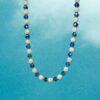 BLUE GLASS AND WHITE BEAD NECKLACE AND EARRING SET - Image 11
