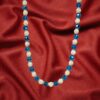 BLUE GLASS AND WHITE BEAD NECKLACE AND EARRING SET - Image 6