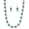 BLUE GLASS AND WHITE BEAD NECKLACE AND EARRING SET
