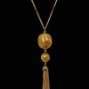 GOLD LEAF PENDANT NECKLACE WITH GOLD TASSEL CHAIN - Image 4