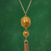 GOLD LEAF PENDANT NECKLACE WITH GOLD TASSEL CHAIN - Image 7