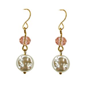 WHITE AND PINK BEAD EARRINGS
