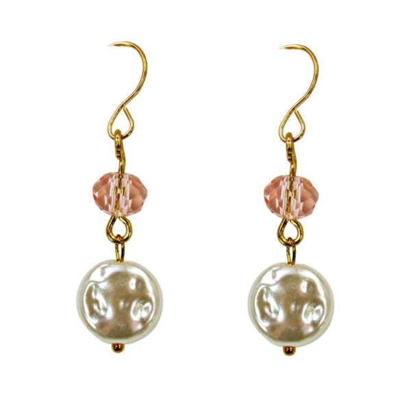 WHITE AND PINK BEAD EARRINGS