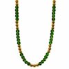 GREEN GLASS AND GOLD BEAD NECKLACE