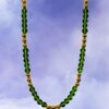 GREEN GLASS AND GOLD BEAD NECKLACE - Image 8