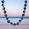 BLUE SHELL BEAD NECKLACE WITH SILVER ACCENTS - Image 2