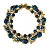 BLUE TEAL COLOR CRYSTAL STATEMENT NECKLACE IN ANTIQUE GOLD FINISH