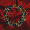 BLUE TEAL COLOR CRYSTAL STATEMENT NECKLACE IN ANTIQUE GOLD FINISH - Image 5