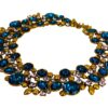 BLUE TEAL COLOR CRYSTAL STATEMENT NECKLACE IN ANTIQUE GOLD FINISH - Image 4
