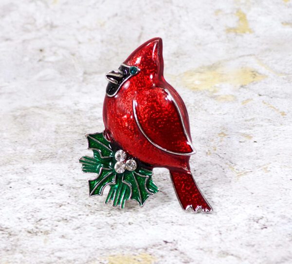 RED CARDINAL PIN BROOCH - Image 2