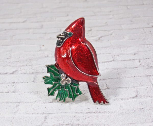 RED CARDINAL PIN BROOCH - Image 3
