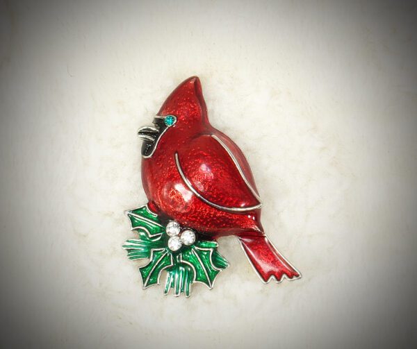 RED CARDINAL PIN BROOCH - Image 5