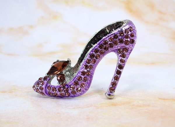 PURPLE CRYSTAL HIGH HEEL SHOE PIN BROOCH - Image 3
