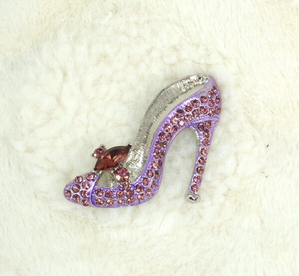 PURPLE CRYSTAL HIGH HEEL SHOE PIN BROOCH - Image 6