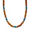 WOOD BEAD NECKLACE WITH TURQUOISE AND SILVER - Image 3