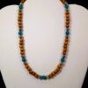 WOOD BEAD NECKLACE WITH TURQUOISE AND SILVER - Image 5