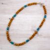 WOOD BEAD NECKLACE WITH TURQUOISE AND SILVER - Image 8