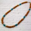 WOOD BEAD NECKLACE WITH TURQUOISE AND SILVER - Image 6