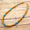 WOOD BEAD NECKLACE WITH TURQUOISE AND SILVER - Image 10
