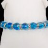TURQUOISE COLOR GLASS AND CRYSTAL BEAD STRETCH BRACELET - Image 3