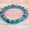 TURQUOISE COLOR GLASS AND CRYSTAL BEAD STRETCH BRACELET - Image 10