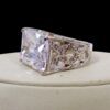 LARGE CLEAR RECTANGLE CUBIC ZIRCONIA STONE RING - SIZE 7 - Image 8
