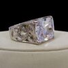 LARGE CLEAR RECTANGLE CUBIC ZIRCONIA STONE RING - SIZE 7 - Image 9