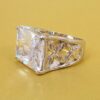 LARGE CLEAR RECTANGLE CUBIC ZIRCONIA STONE RING - SIZE 7 - Image 6
