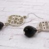 BLACK GLASS AND SILVER ROUND DISK EARRINGS - Image 5