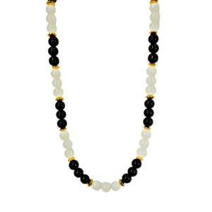 BLACK AND WHITE GLASS BEAD NECKLACE