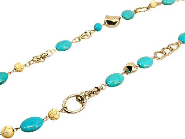 LONG TURQUOISE AND WHITE STONE NECKLACE - Image 4