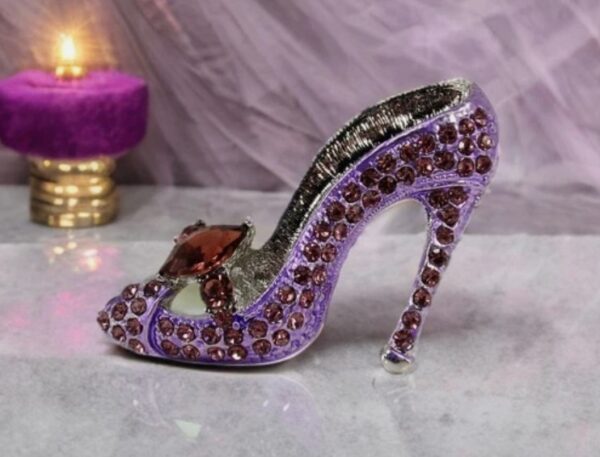 PURPLE CRYSTAL HIGH HEEL SHOE PIN BROOCH - Image 5