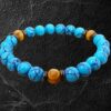 TURQUOISE STONE AND WOOD BEAD BRACELET - Image 2