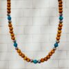 WOOD BEAD NECKLACE WITH TURQUOISE AND SILVER - Image 9