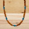 WOOD BEAD NECKLACE WITH TURQUOISE AND SILVER - Image 11