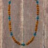 WOOD BEAD NECKLACE WITH TURQUOISE AND SILVER - Image 7