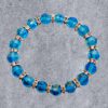 TURQUOISE COLOR GLASS AND CRYSTAL BEAD STRETCH BRACELET - Image 7